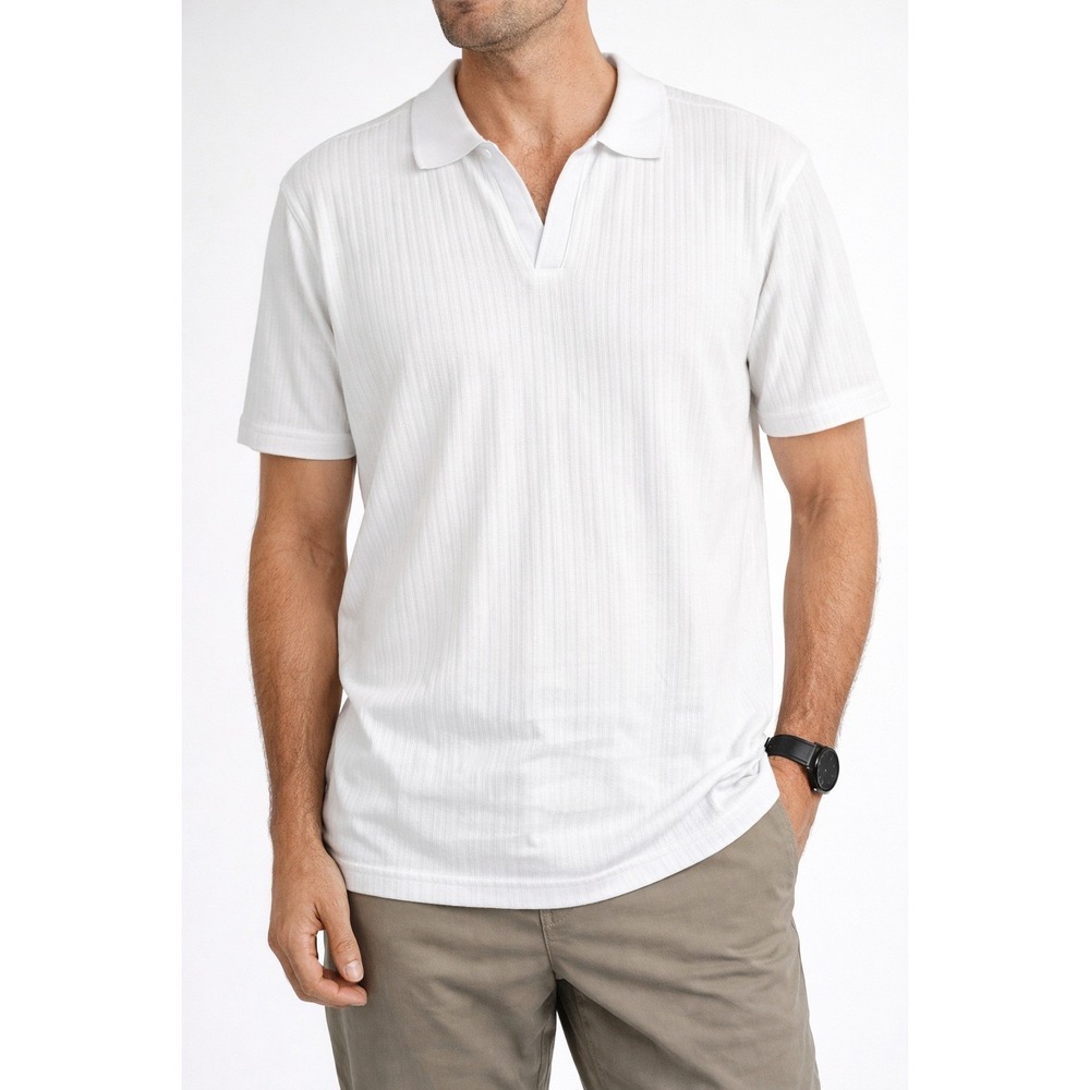 Goodfellow Co White Ribbed Polo Shirt Mens L Short Sleeve Casual NWT